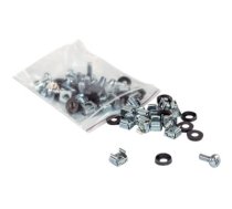 Intellinet Cage Nut Set, 100 Pack - M6 Nuts, Bolts and Washers, Suitable for Network Cabinets/Server Racks, Plastic Storage Jar, Lifetime Warranty - rack screws, nuts and washers (713658 IC     Intracom)