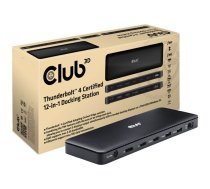 Club 3D 12-in-1 - docking station - USB-C / USB4 / Thunderbolt 3 / Thunderbolt 4 - 2 x HDMI, DP, Thunderbolt 4 - 2.5GbE CSV-1582