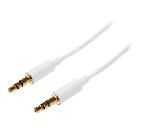 Startech 1m White Slim 3.5mm Stereo Audio Cable - 3.5mm Audio Aux Stereo - Male to Male Headphone Cable - 2x 3.5mm Mini Jack (M) White (MU1MMMSWH) - audio cable - 1 m MU1MMMSWH