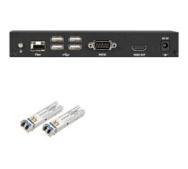 Black Box KVX Series KVM Extender over Fiber - 4K, Single-Head, HDMI, USB 2.0, Serial, Audio, Local Video - transmitter and receiver - KVM / audio / serial / USB extender - TAA Compliant KVXLCHF-100-SFP-BUN2