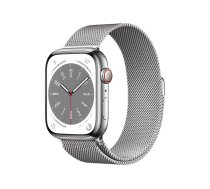 Apple Watch Series 8 (GPS + Cellular) - silver stainless steel - smart watch with milanese loop - silver - 32 GB MNKJ3EL/A