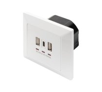 DIGITUS DA-70618 - USB-outlet - 2 USB sockets, 1 USB-C socket - RAL 9003, signal white DA-70618