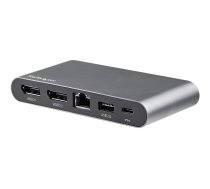 Startech USB C Dock, 4K Dual Monitor DisplayPort, Mini Laptop Docking Station, 100W Power Delivery Passthrough, GbE, 2-Port USB-A Hub, USB Type-C Multiport Adapter 3.3' Cable, Dual DP - Portable USB-C Dock (DK30C2DAGPD) - docking station - USB-C - 2 x DP DK30C2DAGPD