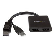 Startech 2-Port Multi Monitor Adapter, DisplayPort 1.2 MST Hub, Dual 4K 30Hz or 1080p, USB Bus Powered, Video Splitter for Extended Desktop Mode on Windows Only, DP to 2x DP MST Hub - Multi Stream Transport (MSTDP122DP) - video splitter - 2 ports MSTDP122DP