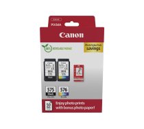 Canon PG-575/CL-576 Photo Paper Value Pack - 2-pack - black, colour (cyan, magenta, yellow) - original - ink cartridge / paper kit 5438C004