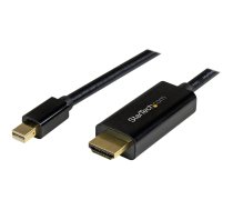 Startech Mini DisplayPort to HDMI Adapter Cable - mDP to HDMI Adapter with Built-in Cable - Black - 5 m (15 ft.) - Ultra HD 4K 30Hz (MDP2HDMM5MB) - adapter cable - DisplayPort / HDMI - 5 m MDP2HDMM5MB