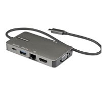 Startech USB-C Multiport Adapter, USB-C to 4K 30Hz HDMI or 1080p VGA, USB Type-C Mini Dock with 100W Power Delivery Passthrough, 3-Port USB 3.0 Hub 5Gbps, GbE, 12" Long Attached Cable - Works w/ Thunderbolt 3 (DKT30CHVPD2) - docking station - USB-C - VGA, DKT30CHVPD2