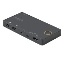 Startech 2 Port Hybrid USB-A + HDMI & USB-C KVM Switch, Single 4K 60Hz HDMI 2.0 Monitor, Compact Desktop and/or Laptop HDMI KVM Switch, USB Bus Powered, Thunderbolt 3 Compatible - 2 Port HDMI KVM Switch (SV221HUC4K) - KVM / audio switch - 2 ports SV221HUC4K
