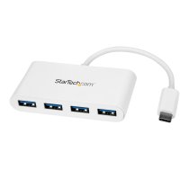 Startech 4 Port USB C Hub with 4x USB-A Ports (USB 3.0 SuperSpeed 5Gbps), USB Bus Powered, Portable/Laptop USB-C to USB-A Adapter Hub, USB 3.1 Gen 1/USB 3.2 Gen 1 Type-C Hub, White - Windows/macOS/Linux (HB30C4ABW) - hub - 4 ports HB30C4ABW