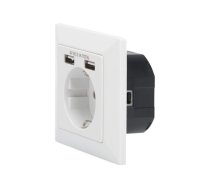 DIGITUS - socket-outlet - 1 power socket, 2 USB sockets - RAL 9003, pure white (DA-70613 DIGITUS)