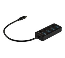 Startech 4 Port USB C Hub, USB-C to 4x USB 3.0 Type-A Ports with Individual On/Off Port Switches, SuperSpeed 5Gbps USB 3.1/3.2 Gen 1, USB Bus Powered, Portable, 10" Attached Cable - Windows/macOS/Linux (HB30C4AIB) - hub - 4 ports HB30C4AIB