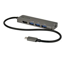Startech USB C Multiport Adapter, USB-C to HDMI 2.0b 4K 60Hz (HDR10), 100W Power Delivery Pass-Through, 4-Port 5Gbps USB 3.0 Hub, USB Type-C Mini Dock, with 12" (30cm) Attached Cable - Thunderbolt 3 Compatible (DKT30CHPD3) - docking station - USB-C - HDMI DKT30CHPD3