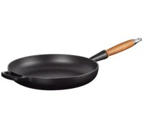 LE CREUSET čuguna grillpanna ar koka rokturi, 28cm (Cast iron pan with wooden handle Ø28cm mat black 02732434)