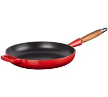 LE CREUSET čuguna grillpanna ar koka rokturi, 28cm (Cast iron pan with wooden handle Ø28cm red 02732440)