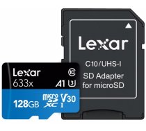Lexar atmiņas karte 128GB microSDXC ar SD adapteri (LSDMI128GB 106842)