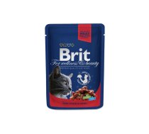 Brit Premium Cat Mitrā barība kaķiem ar liellopu un zirņiem, 100g