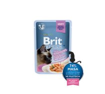 Brit Premium Cat Delicate Fillets in Gravy with Salmon for Sterilised Cat, Mitrā barība kaķiem ar lasi sterilizētiem kaķiem, 85g