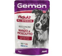 GEMON Dog pouches chunkies Adult Beef and Ham 100 g - konservi suņiem