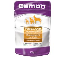 GEMON Dog pouches chunkies Puppy & Junior with chicken 100 g - konservi suņiem