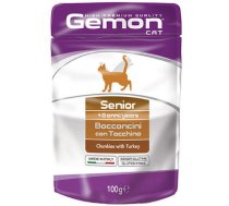 GEMON Wet Cat pouch Senior with turkey 100 g - konservi kaķiem