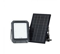 10W(1000Lm) LED Prožektors ar saules bateriju un vadības pulti, V-TAC, IP65, melns, neitrāli balta gaisma 4000K