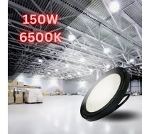 150W(15300Lm) 120Lm/W LED noliktavas gaismeklis, IP65, IK05, melns, auksti balta gaisma 6500K