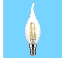 E14 4W(400Lm) LED Filament Spuldze, IP20, stikla, rievota, sveces forma, V-TAC, auksti balta gaisma 6500K