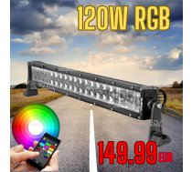 120W(6086Lm) 40x3W LED 2525 CREE + RGB LED lineārais gaismeklis, IP67, CE, RoHS, FCC, EMC, 628mm, auksti balta gaisma 6000K