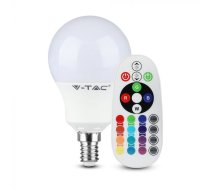 E14 3.5W(320Lm) LED SMART Spuldze ar RF un tālvadības pulti, dimmējama, ar krāsu maiņas režīma opcijām - Hopping, Gradient, V-TAC, RGB+auksti balta gaisma 6400K