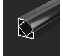 2000x19x19mm alumīnija stūra profils, IP20, melns, V-TAC