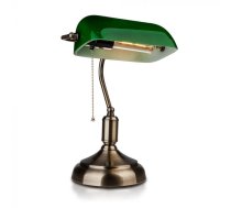 LED galda lampa ar zaļu kupolu un metāla bronzas krāsas korpusu, slēdzis ar vadu, V-TAC