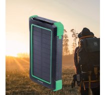 SUPERAKCIJA_10000mAh (37Wh) solārā bezvadu uzlādes power banka ar iebūvētu lukturīti. 2x USB-A izejas dažādu iekārtu uzlādei.