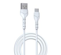 Devia kabelis Kintone USB - USB-C 1,0 m 2,1A balts