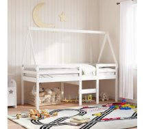 bērnu gultas jumts, balts, 199x95,5x88 cm, priedes masīvkoks