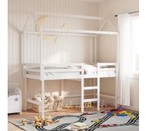 bērnu gultas jumts, balts, 217x85,5x154 cm, priedes masīvkoks