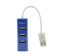 USB centrmezgls 4 porti, zils, Sbox H-204 Blueberry