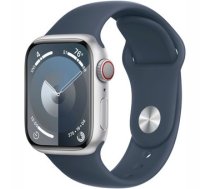 Apple Watch Series?9 GPS + Cellular 41mm Silver Aluminium Case with Storm Blue Sport Band - M/L