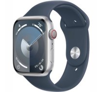 Apple Watch Series?9 GPS + Cellular 45mm Silver Aluminium Case with Storm Blue Sport Band - S/M