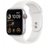 Apple Watch SE (2nd Gen) GPS + Cellular 44mm Silver Aluminium Case with White Sport Band