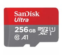 SanDisk Ultra microSDXC 256GB + SD Adapteris RED / GRAY