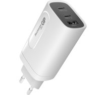 GP Batteries GP GaN PD 65 W AC Adapter, 2x USB-C + 1x USB-A, white (405186)  (405186)