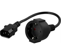 Fuj:tech Deltaco C14 male to CEE 7/4 female adapter and extension cable, 0.5m, black (DEL-109P-50) (DEL-109P-50)