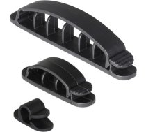 Deltaco cable holder, 1/3/6 slots, 10-pack, black (CM519)  (CM519)