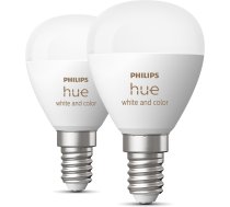 PHILIPS Hue White and Color Ambiance smart bulb, E14, round, 470 lm, 2-pack (929003573602) (929003573602)