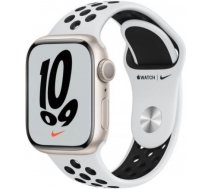 Apple Watch Nike Series 7 GPS, 45mm Starlight Aluminium Case with Pure Platinum/Black Nike Sport Ban MKNA3WB/A