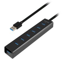 AXAGON HUE-SA7BP 7-Port USB 3.0 Aluminum Charging Hub with AC Adapter, Black (HUE-SA7BP)