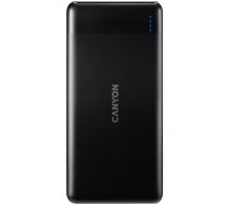 CANYON PB-107 Power bank 10000mAh Li-poly battery, Input Micro/PD 18W(Max), Output PD/QC3.0 18W(Max), quick charging cable 0.3m, 144*68*16mm, 0.25kg, Black (CNE-CPB1007B)