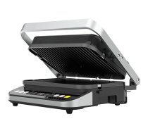 AENO Contact grill; 220-240V 2000W; Six programs for beef, fish, chicken, sausage, hamburger, and bacon. Reversible grill plate with a non-stick coating; brushed stainless steel housing; grill plates heat together or separately; embossed logo; 1m black cord (AEG0005)