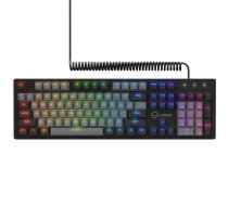 LORGAR Azar 514, wired mechanical gaming keyboard, RGB backlighting, 1,680,000 color variations, 18 modes, 104 keys, 50 million keystrokes, linear dream switches, spring cable up to 3.4m, ABS plastic+metal construction, magnetic cover, 450*136*39mm dimensions, 1.17kg weight, black, EN layout (LRG-GK514B-US)