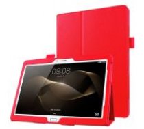Litchi Skin Leather Stand Case for Huawei MediaPad M2 10 (M2-A01W / M2-A01L) 10.1-inch - Red - sāniski atverams maciņš ar stendu (ādas maks, grāmatiņa, leather book wallet case     cover stand)